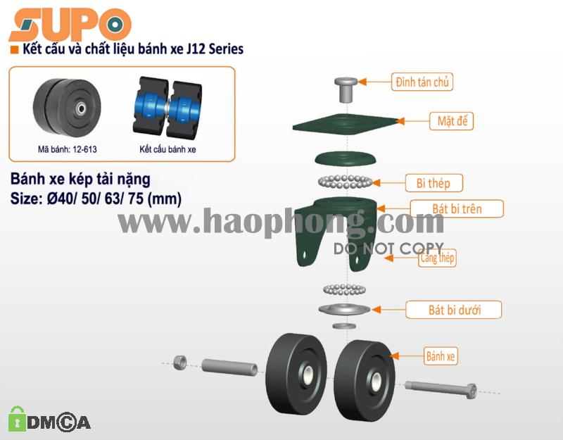 Kết cấu bánh xe chịu lực lắp bánh đôi (SUPO - 12 Series)